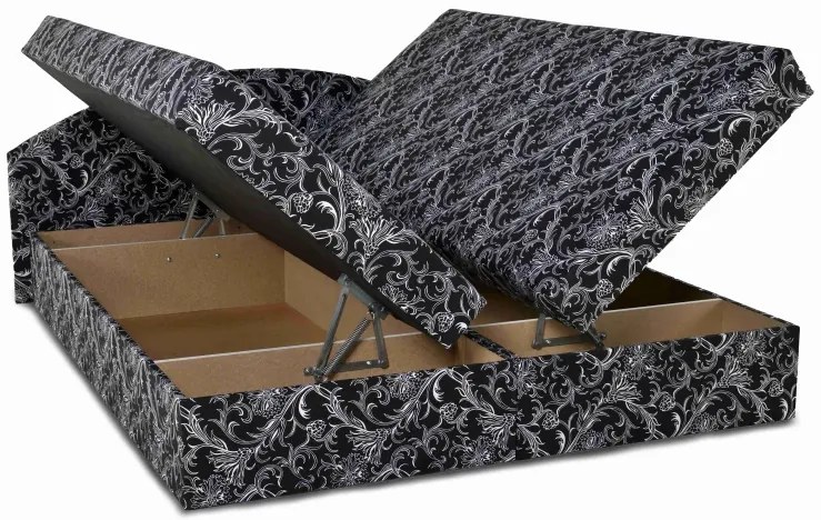 Manželská posteľ ÁJA s úložným priestorom, čierno-biela (vzor č.19)