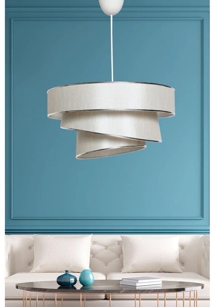 Závesné svietidlo v krémovo-striebornej farbe s textilným tienidlom ø 40 cm Couper – Opviq lights
