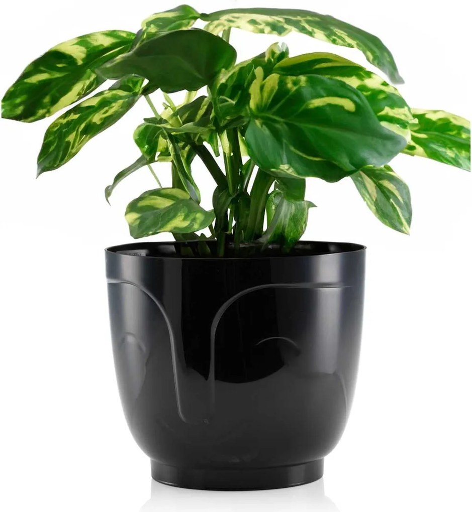 PLASTOVÝ KVETINÁČ ZOE SADA 2KS 16X18,5 CM+14,3X16,5 CM ČIERNA