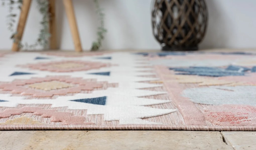 Kusový koberec Flora II rosa – na von aj na doma, 140x200, viacfarebná, chodba / predsieň, My Flair