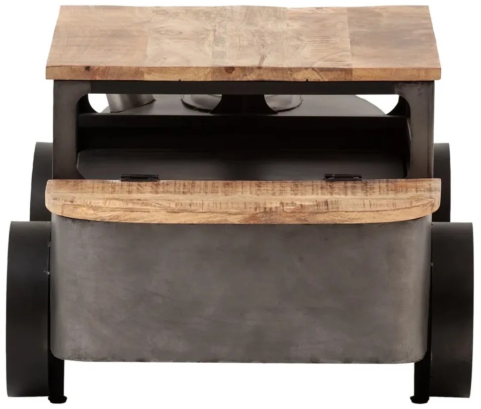 furniture-nabytek.cz - Masívny konferenčný stolík Car II z mangového dreva a kovu, lakovaný, šedý – 102×65×48 cm