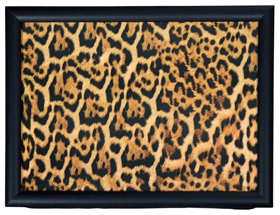 Podnos na nohy Leopard v čiernom ráme - 43*33*7cm