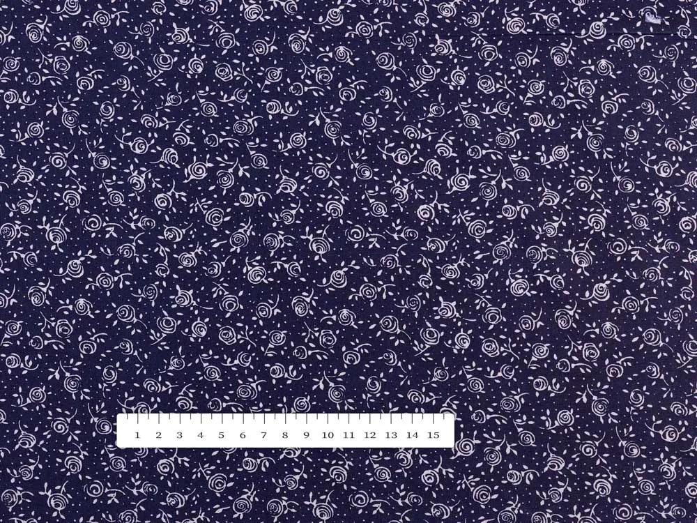 Biante Detský bavlnený záves Sandra SA-359 Drobné kvietky na tmavo modrom 130x190 cm
