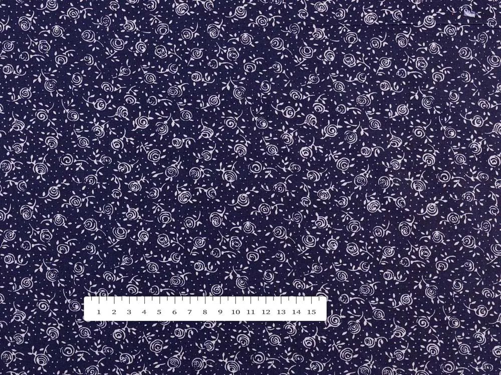 Biante Detský bavlnený záves Sandra SA-359 Drobné kvietky na tmavo modrom 130x220 cm