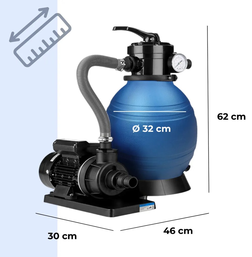 Jurhan Piesková filtrácia k bazénu AQUA, 10 200 l/h, modrá