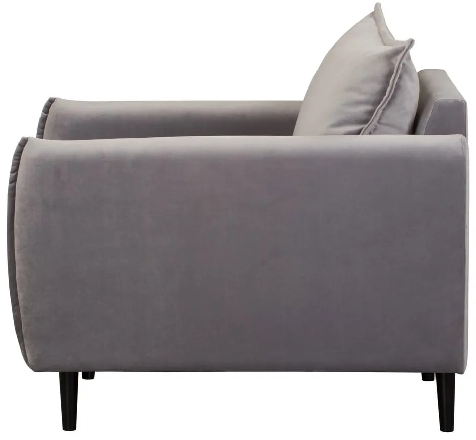 Sivé zamatové kreslo Juli – Ropez