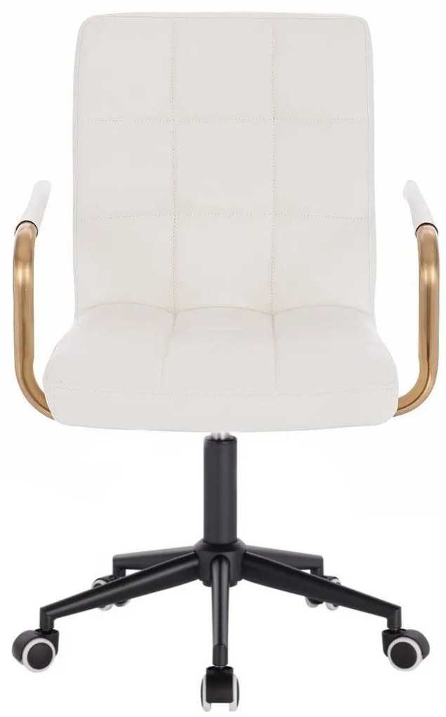LuxuryForm DESIGN Stolička VERONA GOLD na čiernej podstave s kolieskami - biela