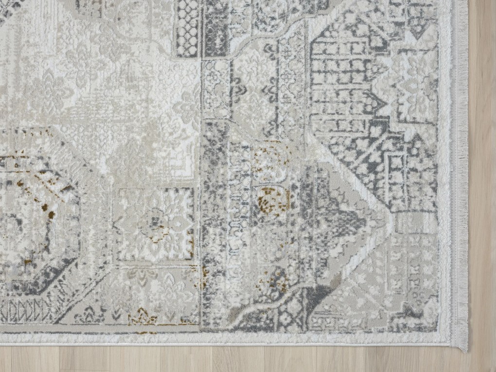 My Flair, Kusový koberec My Kazak creme, 80x150, šedá, chodba / predsieň