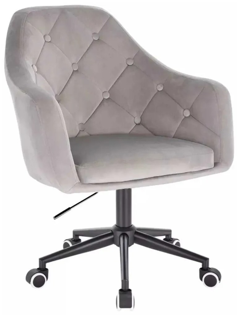 LuxuryForm DESIGN Kreslo ANDORA VELUR na čiernej podstave s kolieskami - svetlosivé