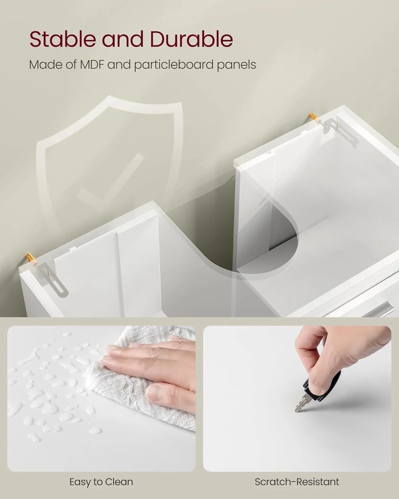 Kúpeľňová skrinka pod umývadlo, 30 x 60 x 60 cm, Oblakovo biela