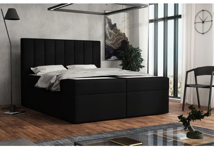 Čalúnená posteľ boxspring 140x200 SAMANTA - čierna