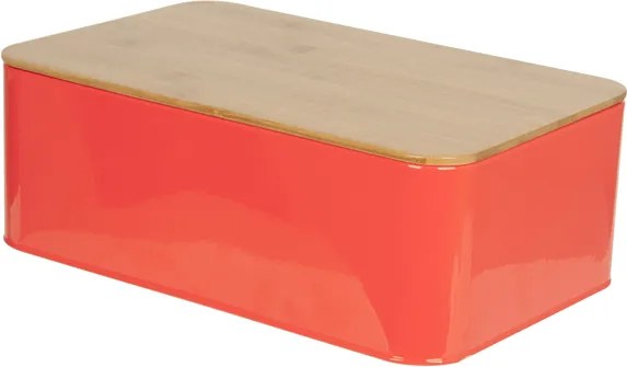 Chlebník s doskou Bread box Solid tin, neon orange