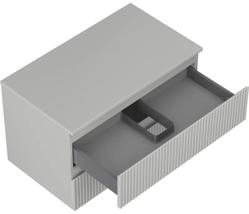 Mexen Rivel, kúpeľňová skrinka 80 cm s pracovnou doskou, 2 zásuvky, drážkovaná, matná sivá, 91A20-08047-2-BFFC62