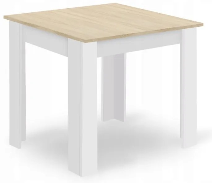 Jedálenská zostava stôl Dub sonoma/ biele nohy 80 X 80 + 4 stoličky OSAKA sivé / prírodné nohy
