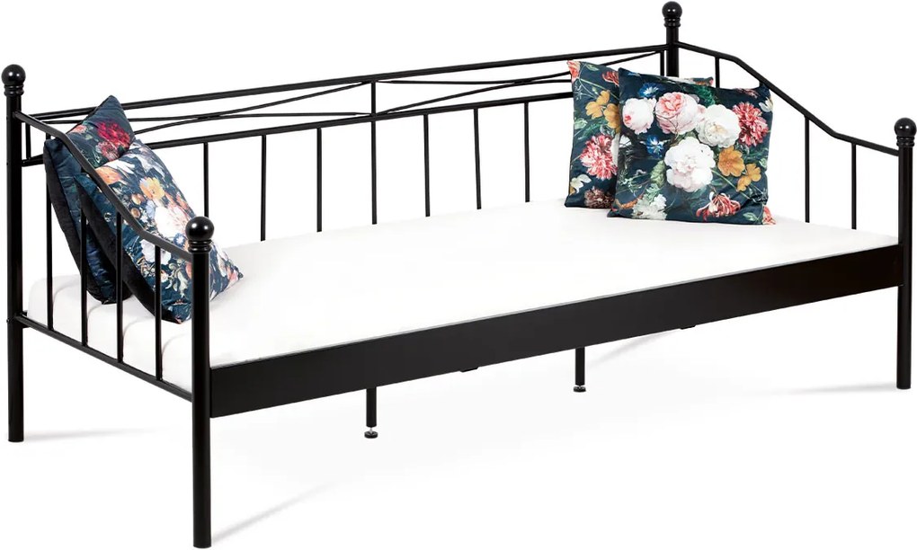 KOVOVÁ posteľ jednolôžková 90x200, kov čierny matný