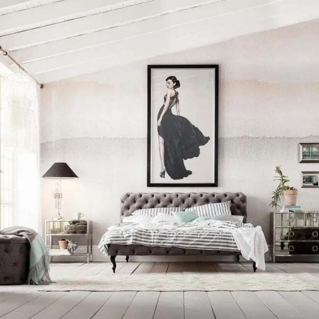 Prešívaná čalúnená posteľ DESIRE 180x200 cm sivý polyester v prevedení glamour