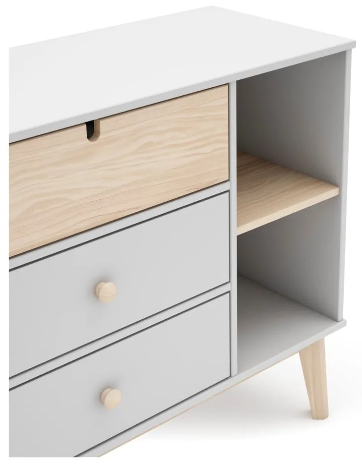 Biela nízka detská komoda 90x40 cm Estefania – Marckeric