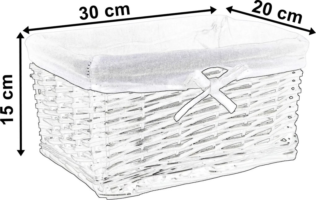 Prútený košík 30 x 20 x 15 cm - hnedý