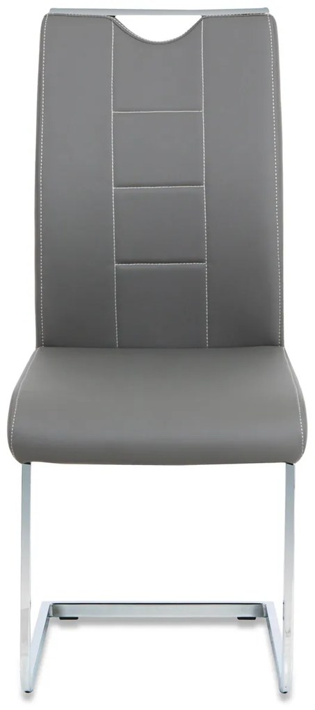 Autronic - jedálenská stolička sivá koženka / chróm - DCL-411 GREY
