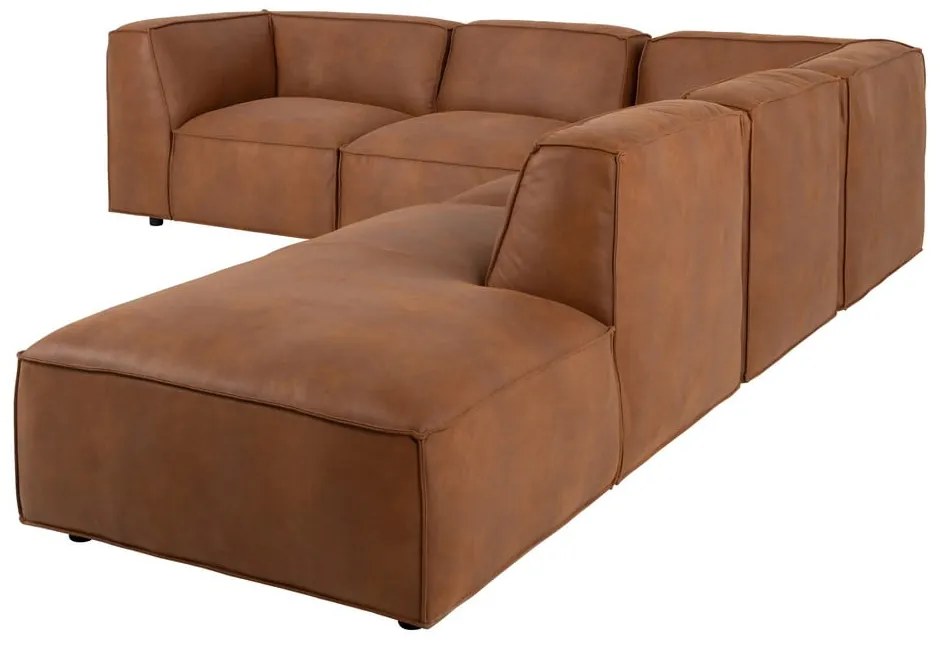 Koňakovohnedá rohová pohovka z imitácie kože (pravý roh) Fairfield Kentucky – Bonami Selection
