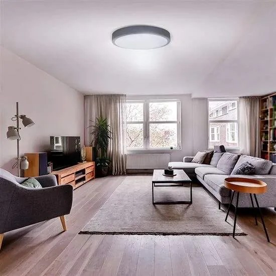 Solight LED osvetlenie s diaľkovým ovládačom sivé, 48W, 3360lm, 38cm, stmievateľné