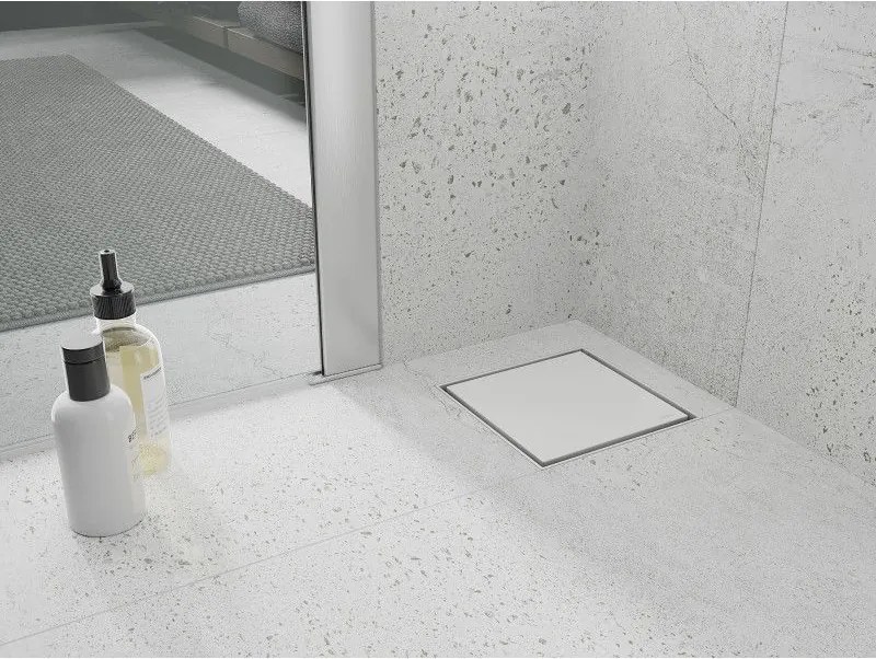 Mexen Flat-Q M13 štvorcová podlahová vpust 12 x 12 cm, biela - 1210012