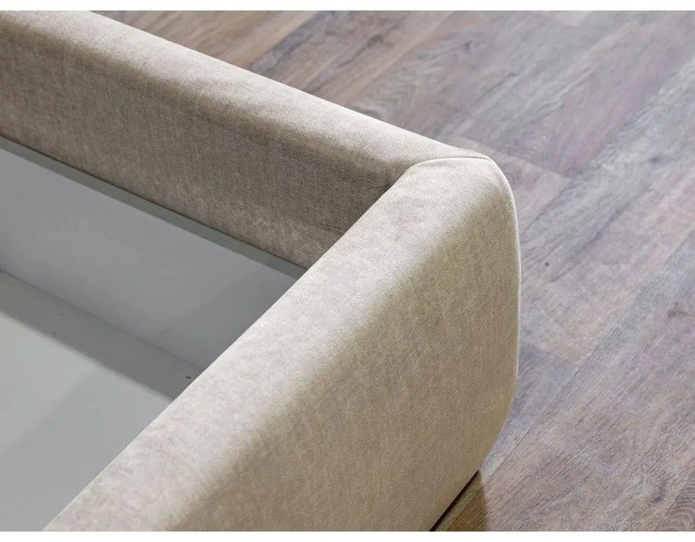 Béžová čalúnená dvojlôžková posteľ s úložným priestorom s roštom 180x200 cm Jade – Bobochic Paris