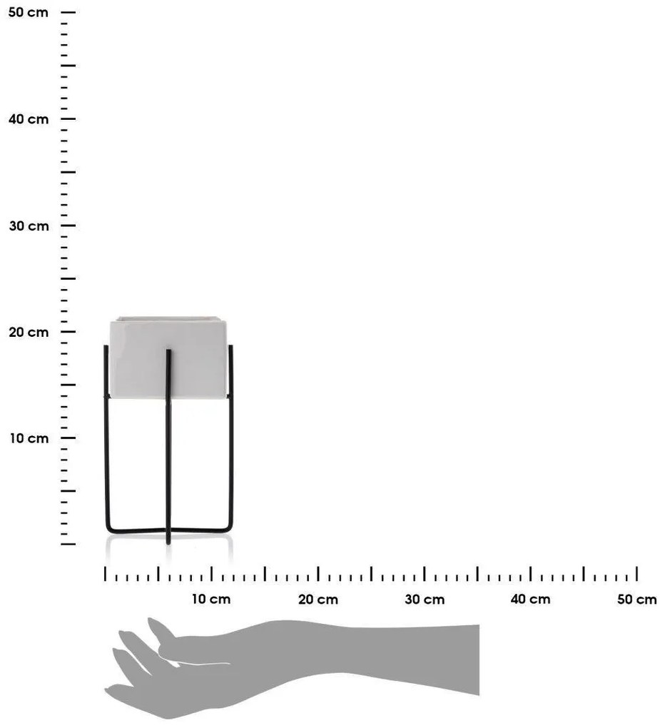 Kvetináč na stojane Mizu 21 cm biely/čierny