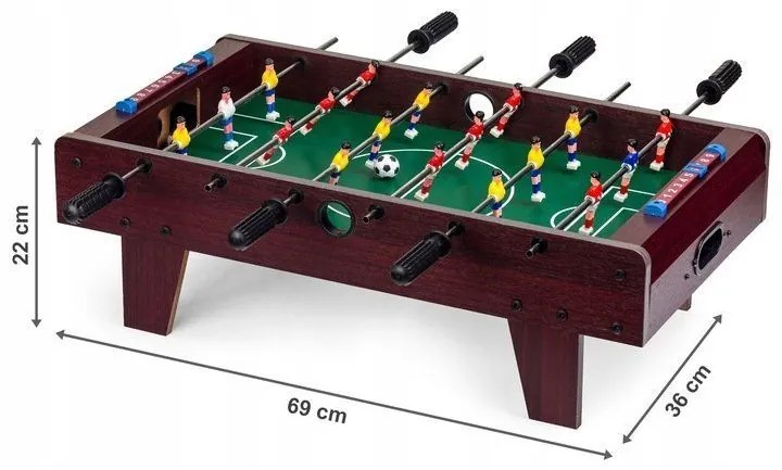 EcoToys Drevený stolný futbal 69x36 cm, hnedý, GTS0001-2 WOOD