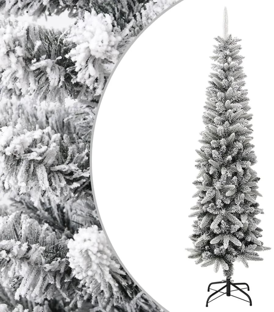 Zasnežený umelý úzky vianočný stromček 240 cm PVC a PE 345197