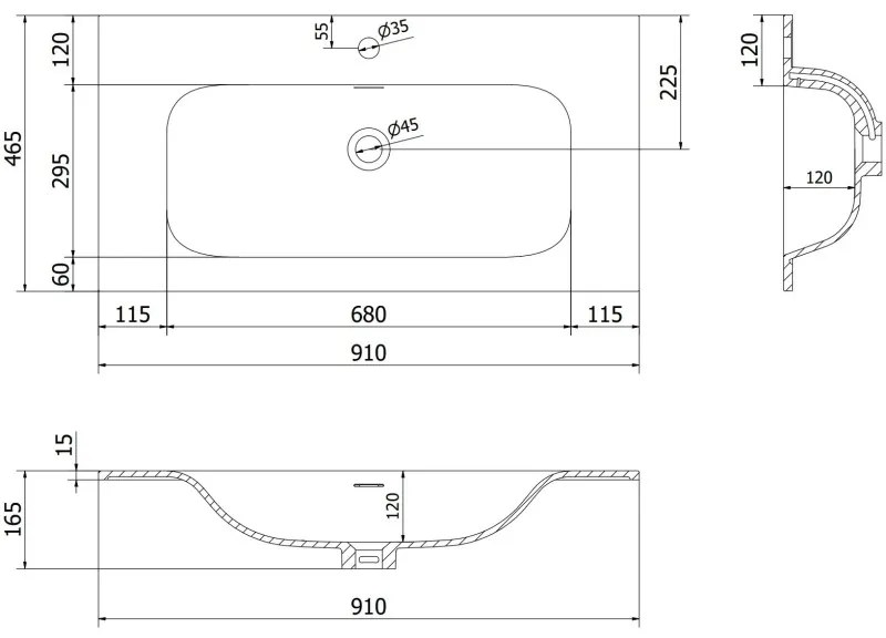 Mexen Rivel, kúpeľňová skrinka 90 cm s umývadlom Vela, 1 zásuvka, drážkovaná, šedá matná/biela matná, 91A20-09023-1-BF62-W23M01