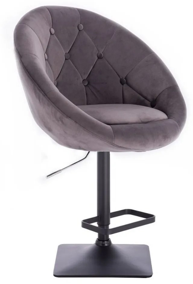 LuxuryForm DESIGN Barová stolička VERA VELUR na čiernej hranatej základni - tmavo šedá