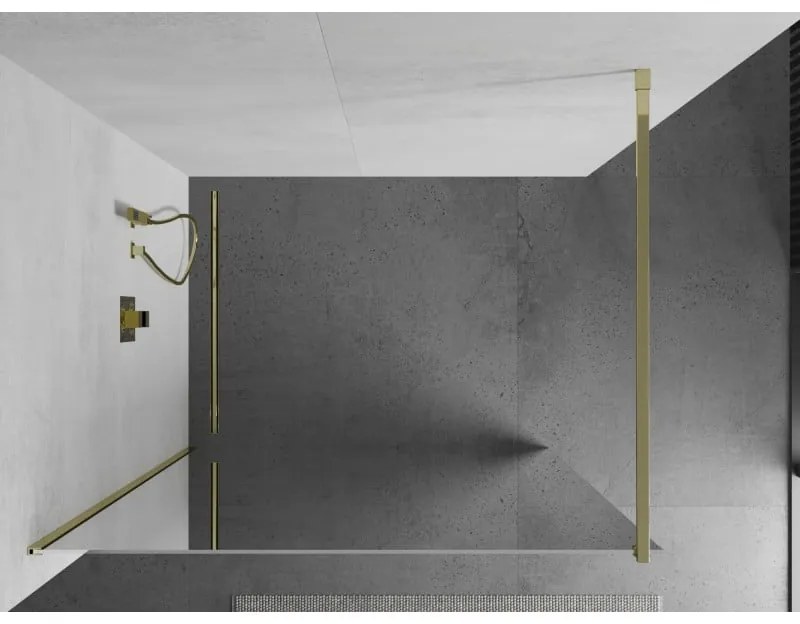 Mexen Kioto sprchová zástena 120x200 cm 8 mm, zlatý profil, sklo efekt zrkadla, 800-120-101-50-50
