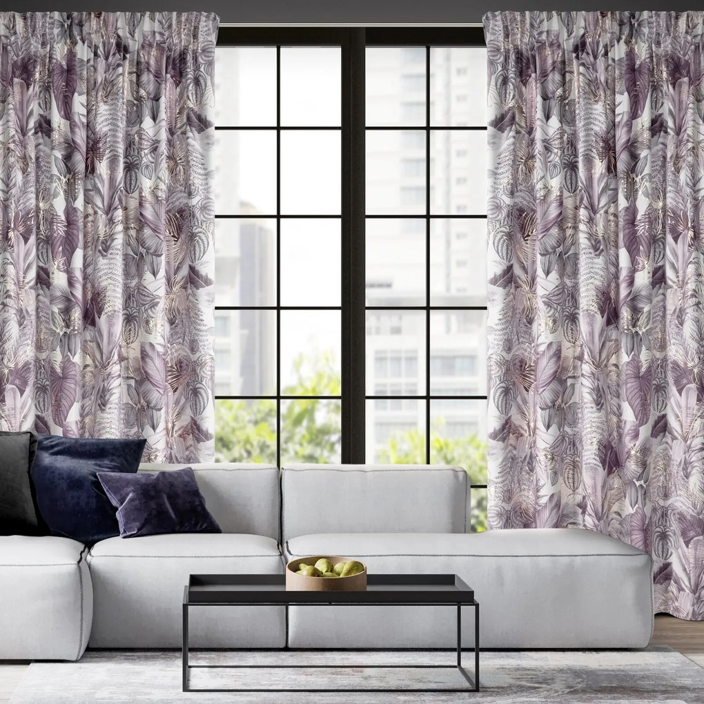 ZATEMŇOVACÍ ZÁVES NA PÁSKE DAVOS2 140X270 CM LISTY