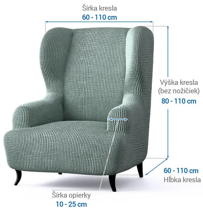 Bielastické poťahy COSTINA mätová kreslo ušiak (š. 60 - 110 cm)