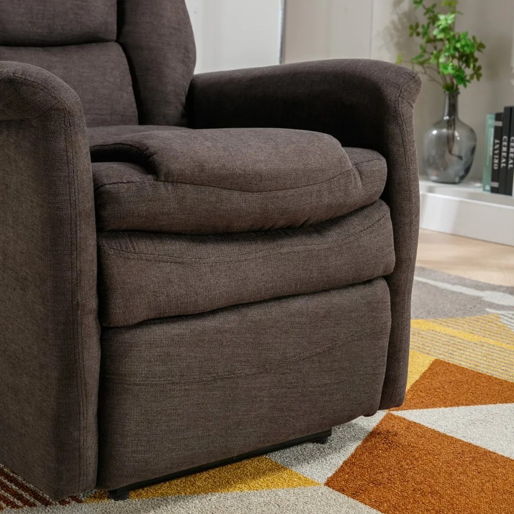 TV a relaxačné kreslo s elektrickým ovládaním, poťah hnedá látka TV-925 BR2