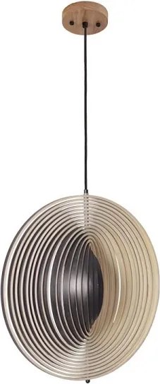 Drevený luster na lanku 1xE27/60W/230V pr. 50 cm masív/dýha/kaučukovník