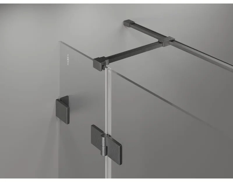 Mexen Lunar T, výklopný pravý sprchový kút 140 x 80 cm, 8mm číre sklo, profil grafit brúsený, 834T-140-080-66-00-P