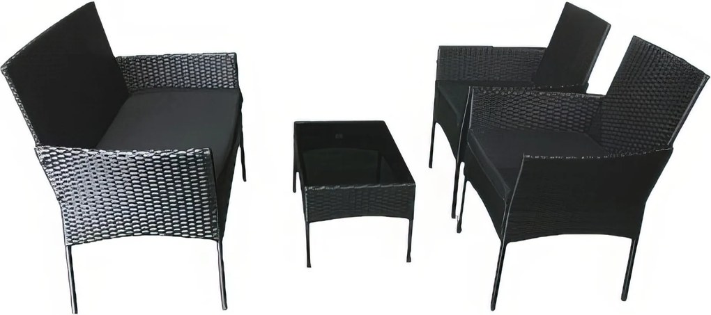 Záhradná zostava 2+1+1 THASOS, čierna