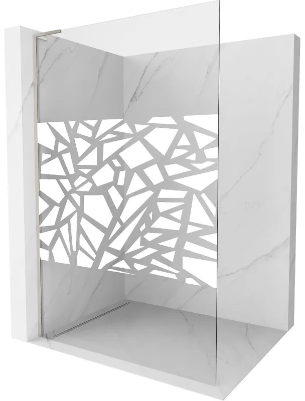 Mexen Kioto L, sprchová zástena Walk-In 100 x 200 cm, 8mm číre sklo biely vzor, brúsená oceľ profil, 800-100-103-97-85