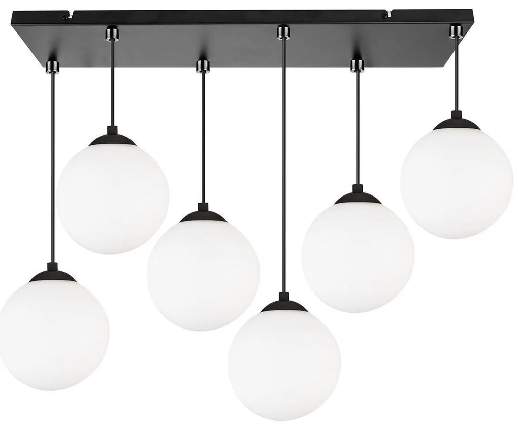 Závesné svietidlo Florence, 6x biele sklenené tienidlo, (výber z 3 farieb uchytenia)