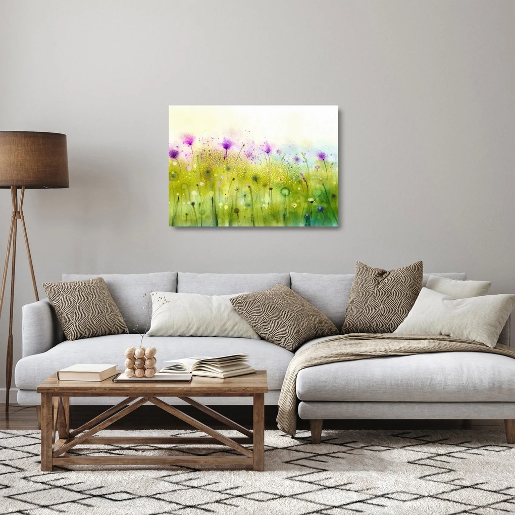 Sklenený obraz - Lúčne kvety (70x50 cm)