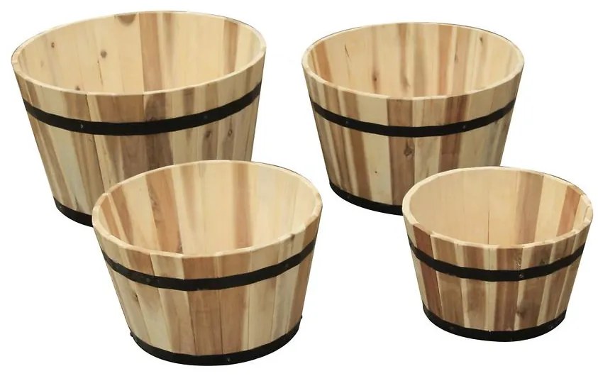 Kvetináč drevený sud akacia 40x24 cm