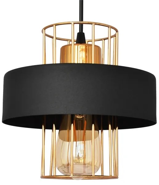 Luster na lanku VOLTA 1xE27/15W/230V čierna/zlatá