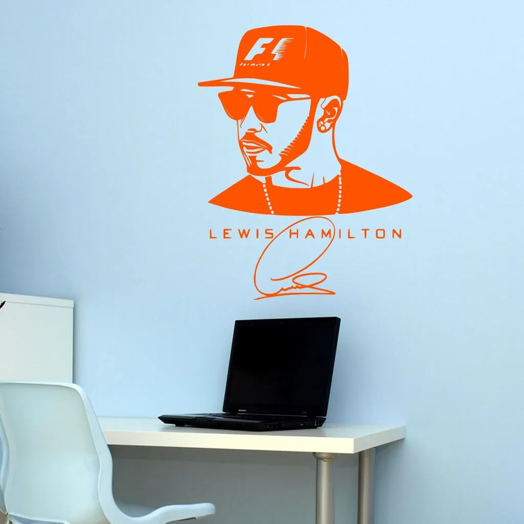 Veselá Stena Samolepka na stenu na stenu Lewis Hamilton F1 Farba: černá