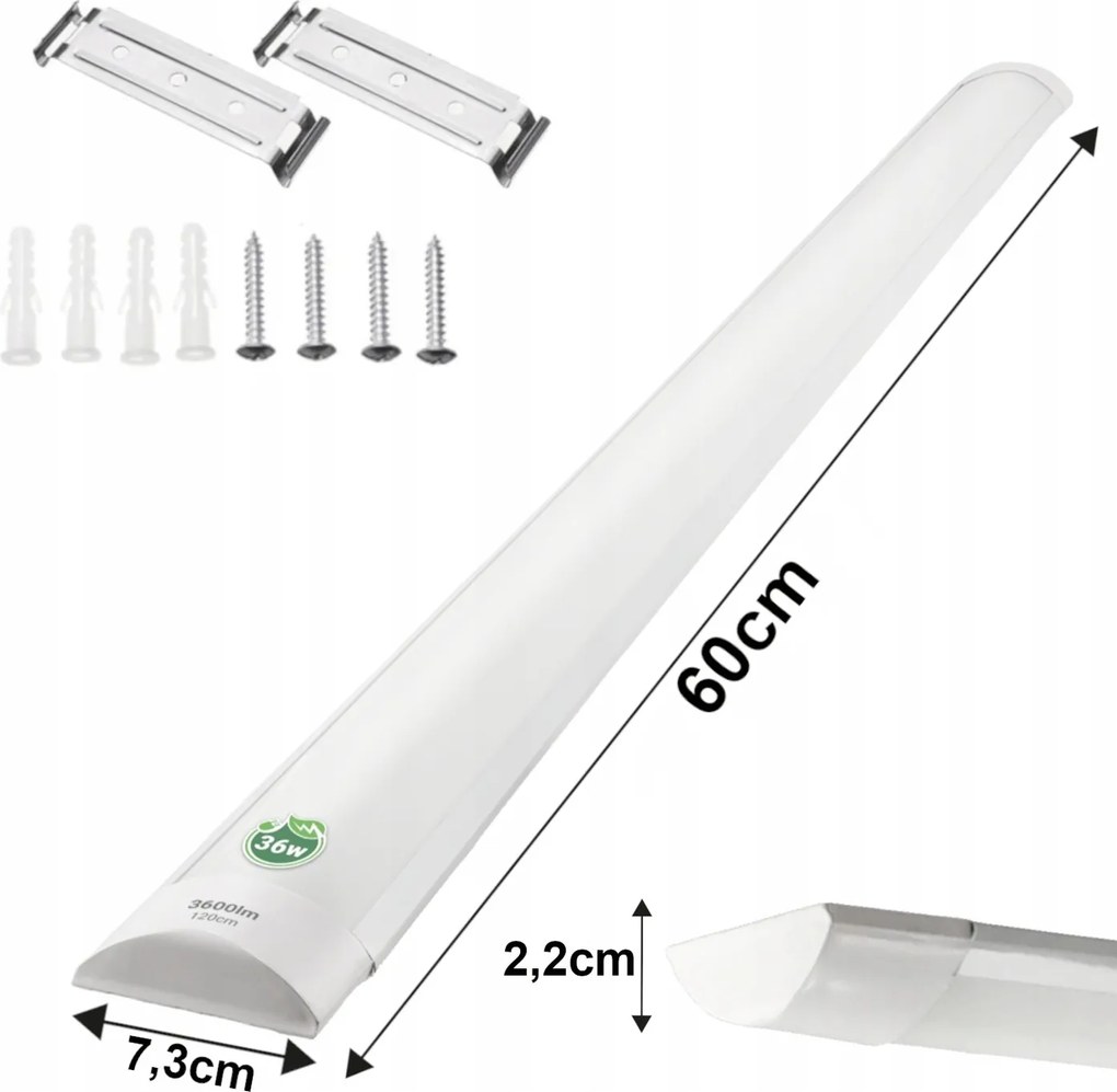Sada 2 LED žiaroviek 60 cm prisadené panelové svietidlo 18 W 1800 lm denné svetlo farba