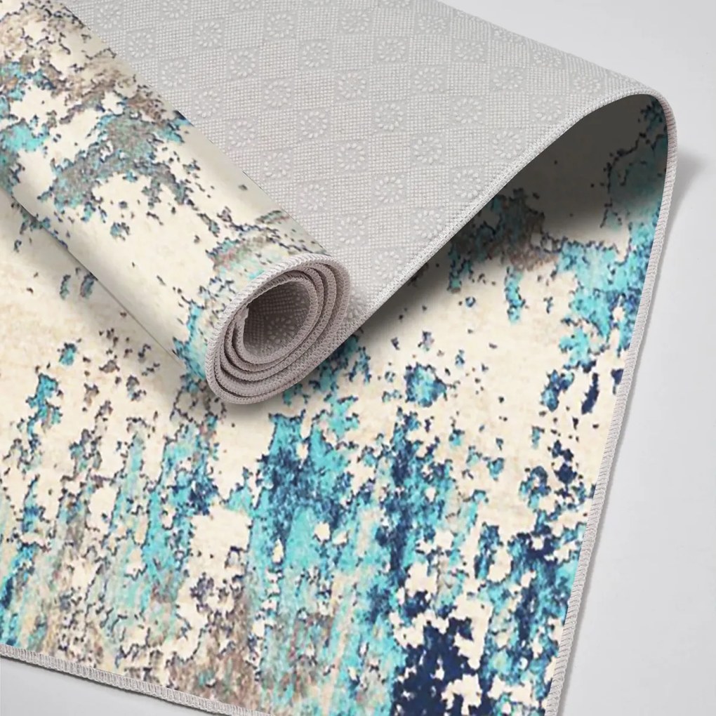 Súprava 2 kusov kúpeľňových predložiek AbstracktBlues béžová/modrá