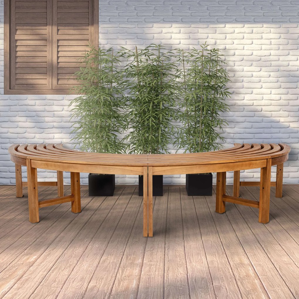 Lavica Male 250 cm polkruhová bez operadla - teak