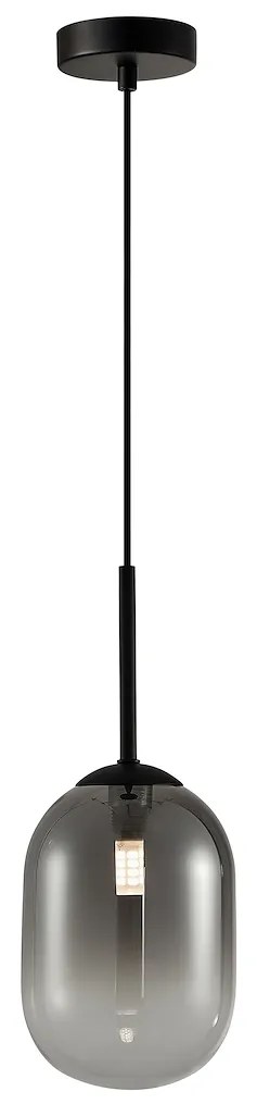 Závesné svietidlo Alias, 1x grafitové sklenené tienidlo, (fi 12cm), b