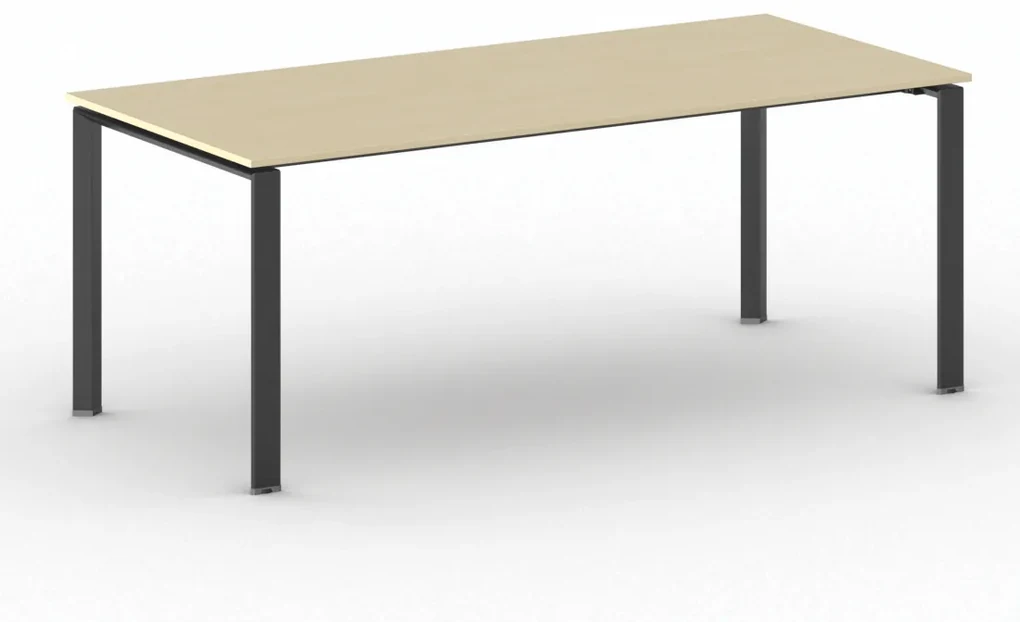 Rokovací stôl PRIMO INFINITY s čiernou podnožou 2000 x 900 x 750 mm, breza